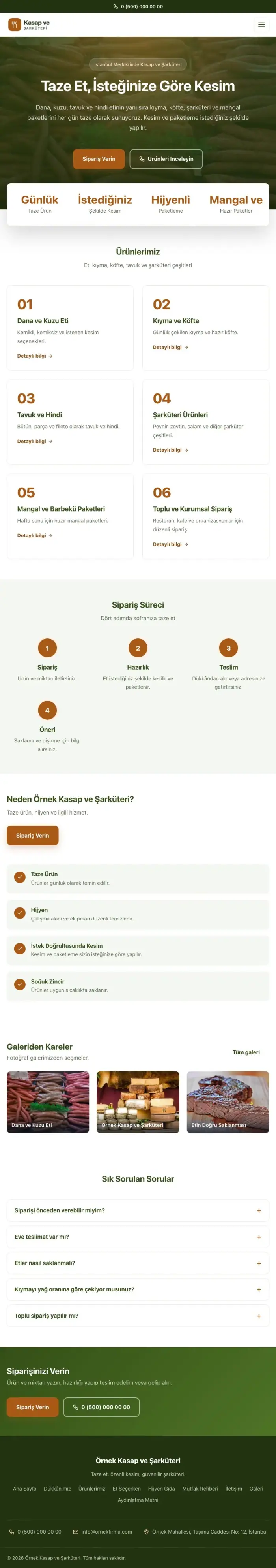 Merkez Yeşil Turuncu – Kasap ve Şarküteri Web Sitesi tablet görünümü