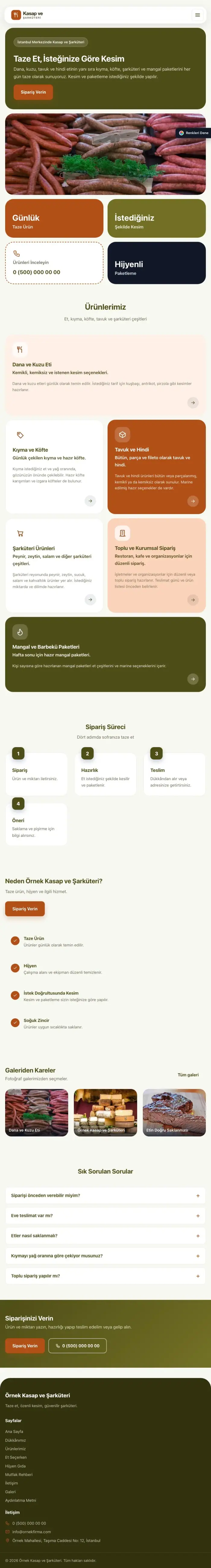 Mozaik Zeytin Turuncu – Kasap ve Şarküteri Web Sitesi tablet görünümü