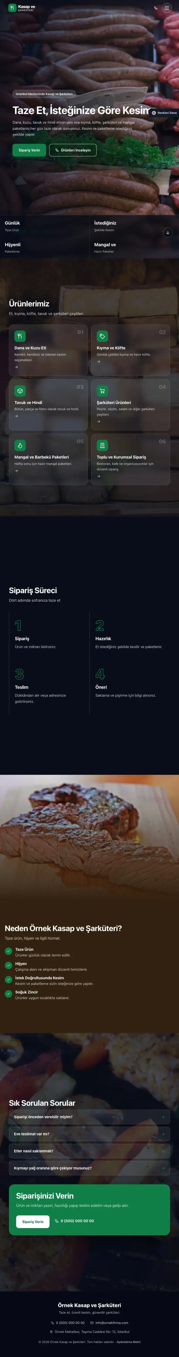 Tam Ekran Kahve Yeşil – Kasap ve Şarküteri Web Sitesi tablet görünümü