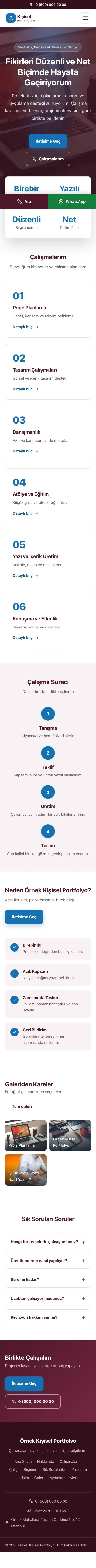Merkez Bordo Mavi – Kişisel Portfolyo Web Sitesi mobil görünümü