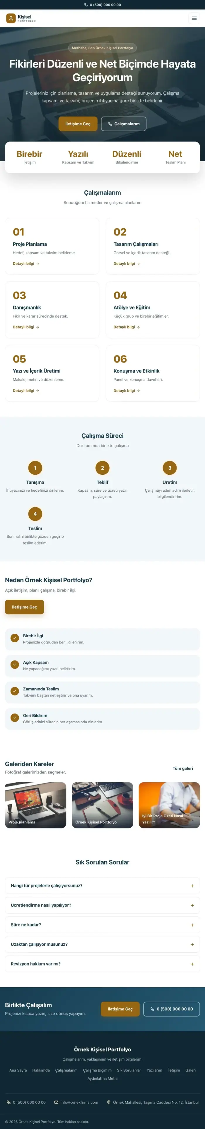 Merkez Mavi Turuncu – Kişisel Portfolyo Web Sitesi tablet görünümü
