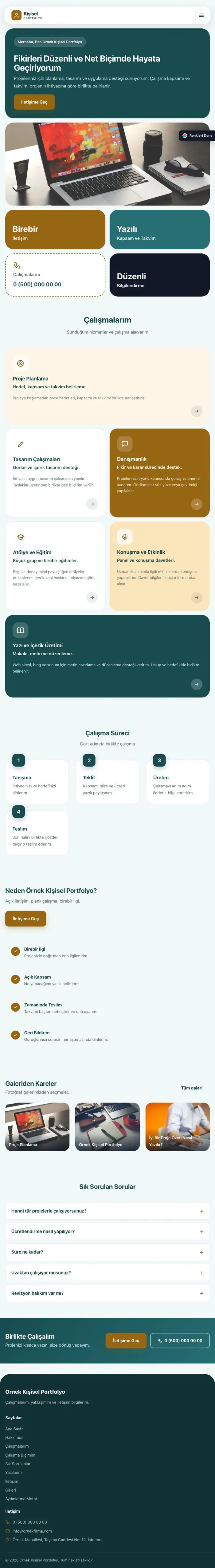 Mozaik Petrol Turuncu – Kişisel Portfolyo Web Sitesi tablet görünümü