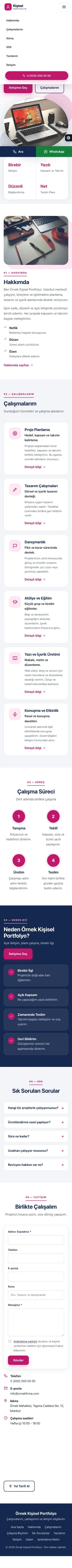 Tek Sayfa Mavi Pembe – Kişisel Portfolyo Web Sitesi mobil görünümü