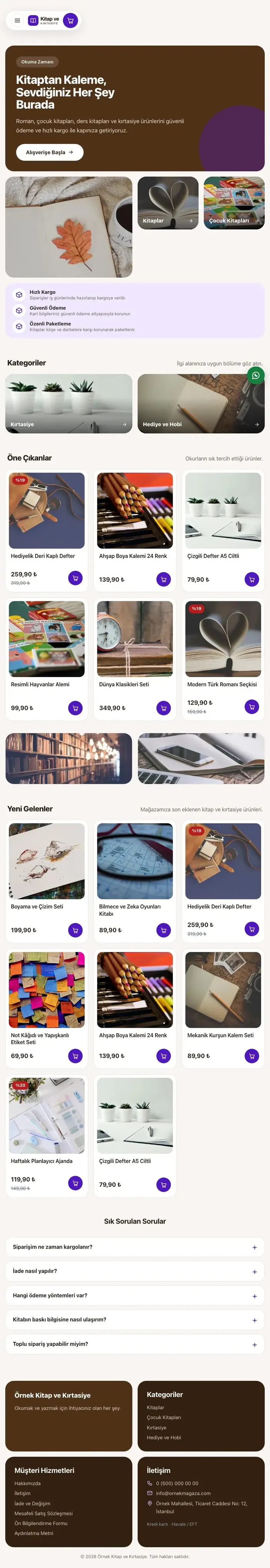 Bento Kahve Mor – Kitap ve Kırtasiye Mağazası E-ticaret Sitesi tablet görünümü