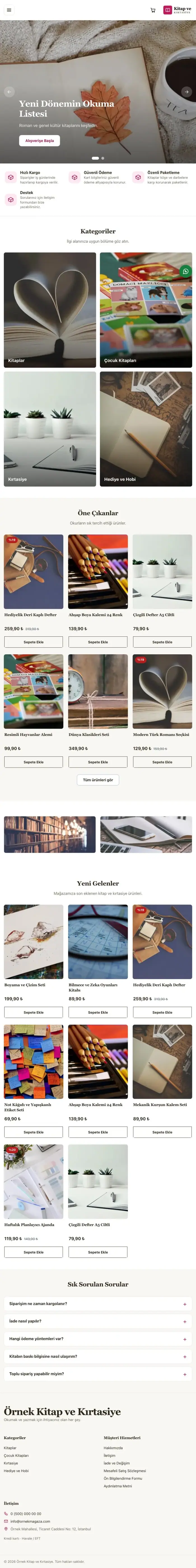 Butik Kahve Pembe – Kitap ve Kırtasiye Mağazası E-ticaret Sitesi tablet görünümü
