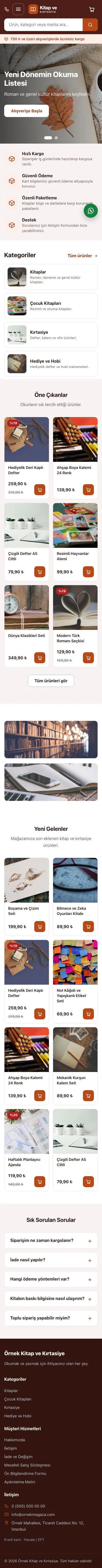 Market Bordo Turuncu – Kitap ve Kırtasiye Mağazası E-ticaret Sitesi mobil görünümü
