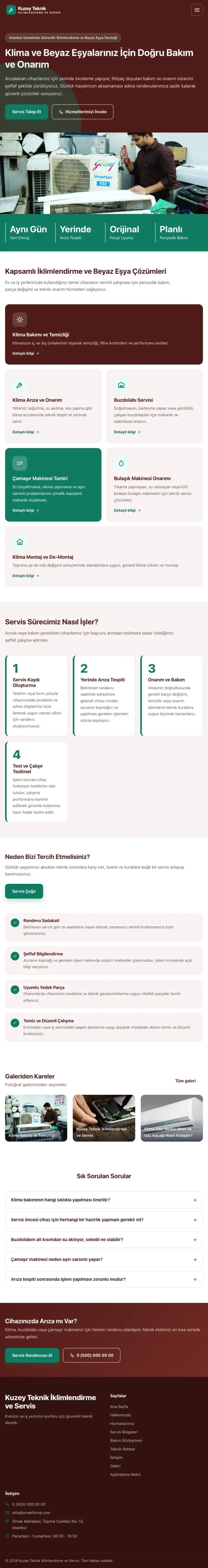 Blok Bordo Turkuaz – Klima ve Beyaz Eşya Servisi Web Sitesi tablet görünümü