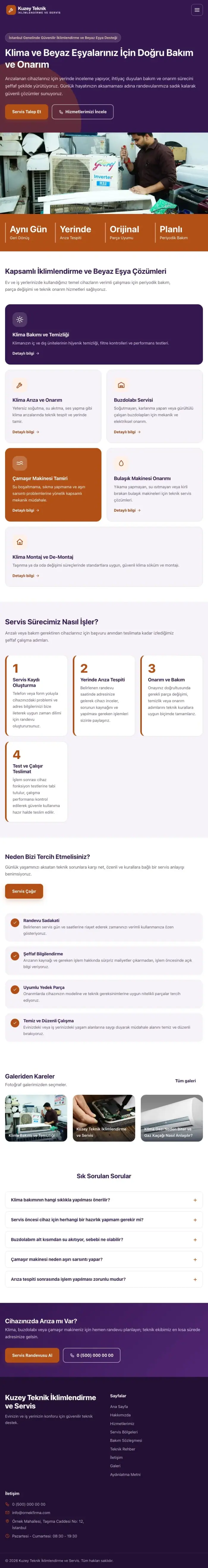 Blok Mor Turuncu – Klima ve Beyaz Eşya Servisi Web Sitesi tablet görünümü
