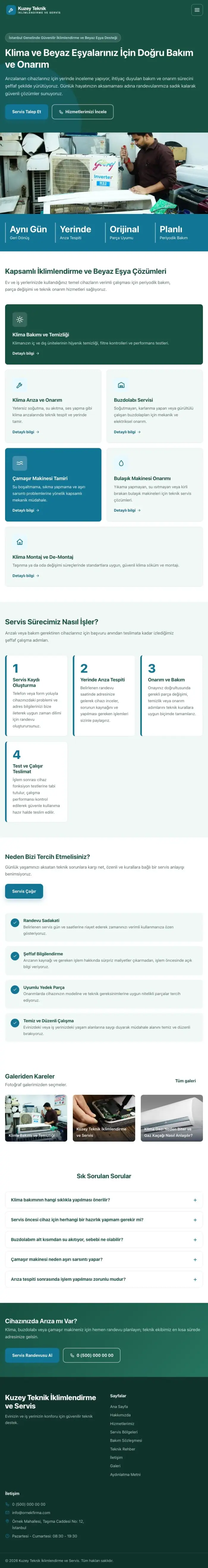 Blok Petrol Turkuaz – Klima ve Beyaz Eşya Servisi Web Sitesi tablet görünümü