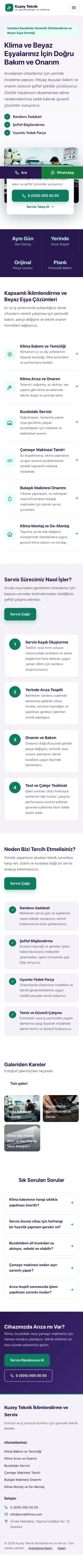 Bölünmüş Mor Turkuaz – Klima ve Beyaz Eşya Servisi Web Sitesi mobil görünümü