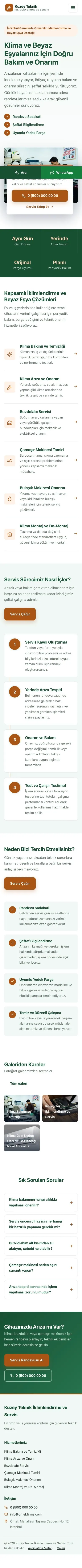 Bölünmüş Yeşil Turuncu – Klima ve Beyaz Eşya Servisi Web Sitesi mobil görünümü