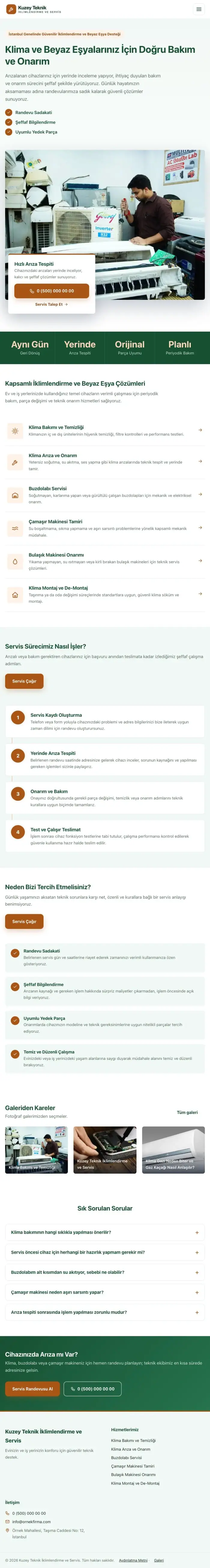 Bölünmüş Yeşil Turuncu – Klima ve Beyaz Eşya Servisi Web Sitesi tablet görünümü