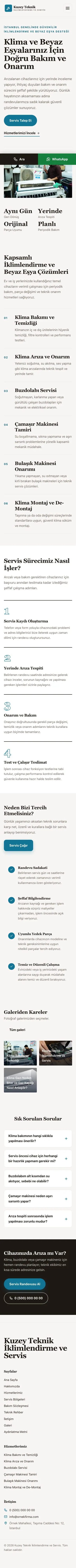 Editoryal Kahve Turkuaz – Klima ve Beyaz Eşya Servisi Web Sitesi mobil görünümü