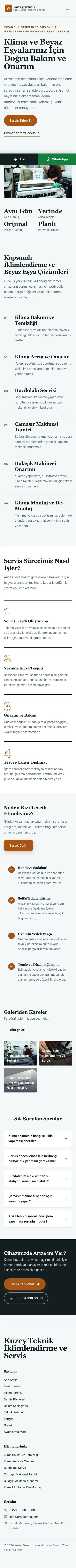 Editoryal Petrol Turuncu – Klima ve Beyaz Eşya Servisi Web Sitesi mobil görünümü
