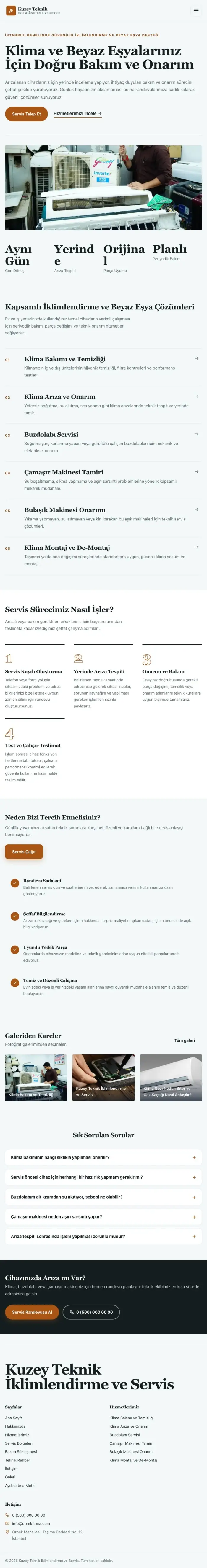 Editoryal Petrol Turuncu – Klima ve Beyaz Eşya Servisi Web Sitesi tablet görünümü