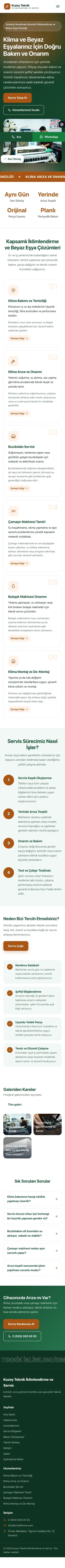 Hareketli Yeşil Turuncu – Klima ve Beyaz Eşya Servisi Web Sitesi mobil görünümü