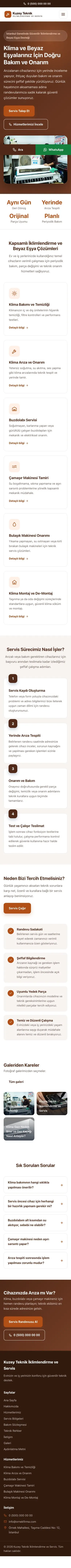 Klasik Kahve Turuncu – Klima ve Beyaz Eşya Servisi Web Sitesi mobil görünümü