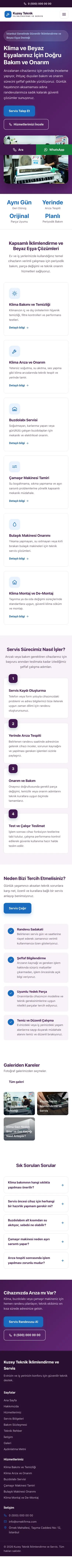 Klasik Mor Mavi – Klima ve Beyaz Eşya Servisi Web Sitesi mobil görünümü