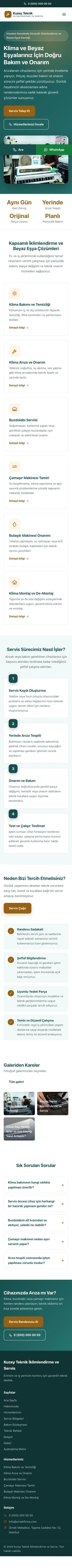 Klasik Petrol Turuncu – Klima ve Beyaz Eşya Servisi Web Sitesi mobil görünümü