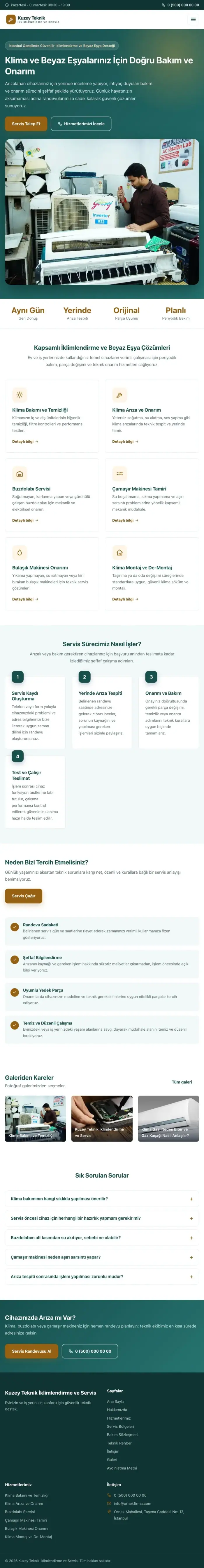 Klasik Petrol Turuncu – Klima ve Beyaz Eşya Servisi Web Sitesi tablet görünümü
