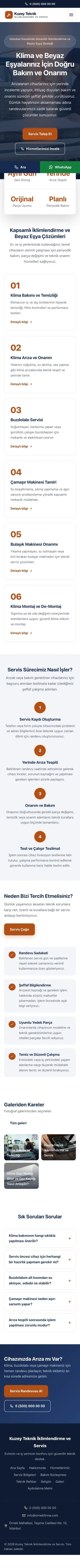 Merkez Mavi Turuncu – Klima ve Beyaz Eşya Servisi Web Sitesi mobil görünümü