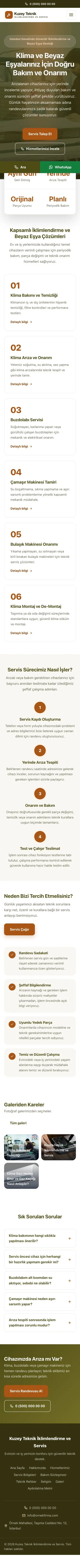Merkez Zeytin Turuncu – Klima ve Beyaz Eşya Servisi Web Sitesi mobil görünümü
