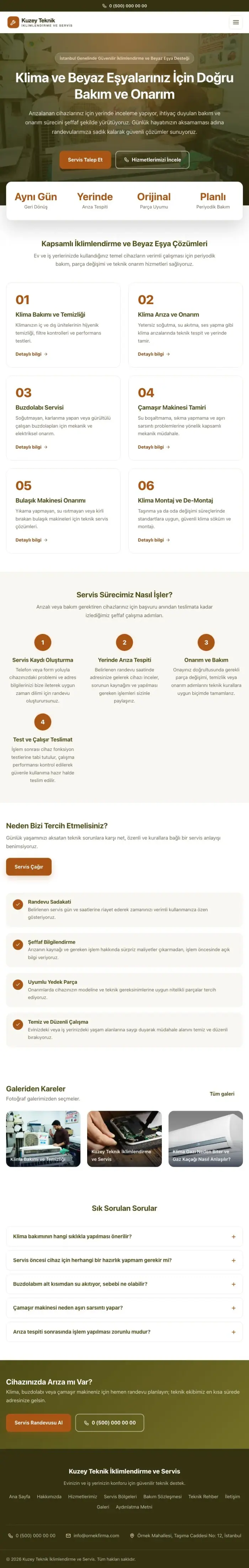 Merkez Zeytin Turuncu – Klima ve Beyaz Eşya Servisi Web Sitesi tablet görünümü