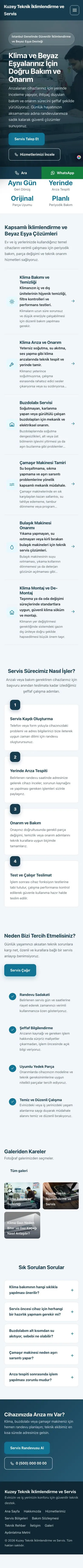 Sol Menü Mavi Turkuaz – Klima ve Beyaz Eşya Servisi Web Sitesi mobil görünümü