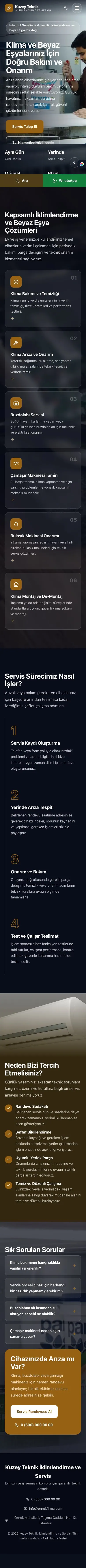 Tam Ekran Kahve Turuncu – Klima ve Beyaz Eşya Servisi Web Sitesi mobil görünümü
