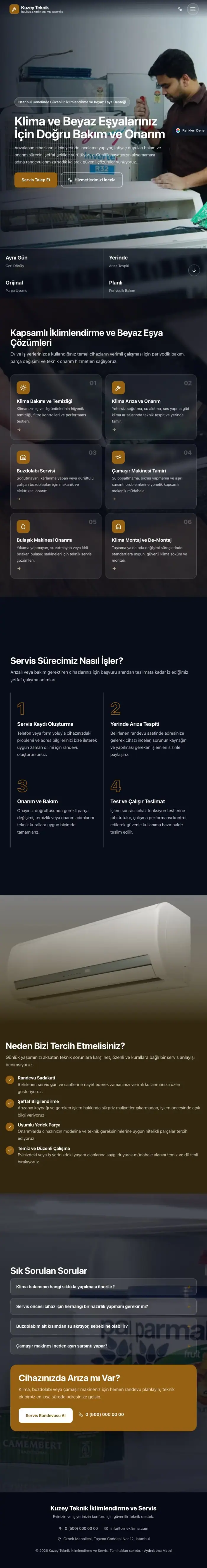 Tam Ekran Kahve Turuncu – Klima ve Beyaz Eşya Servisi Web Sitesi tablet görünümü