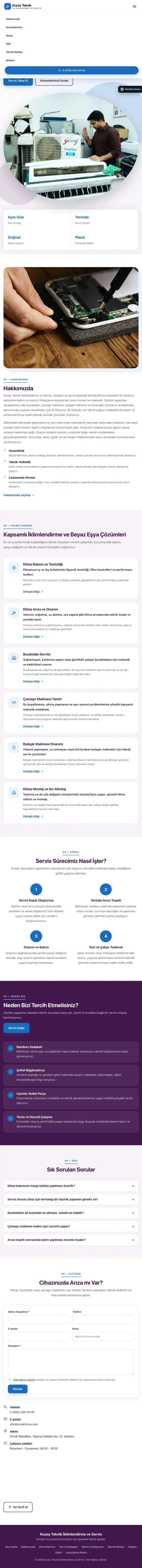 Tek Sayfa Mor Mavi – Klima ve Beyaz Eşya Servisi Web Sitesi tablet görünümü