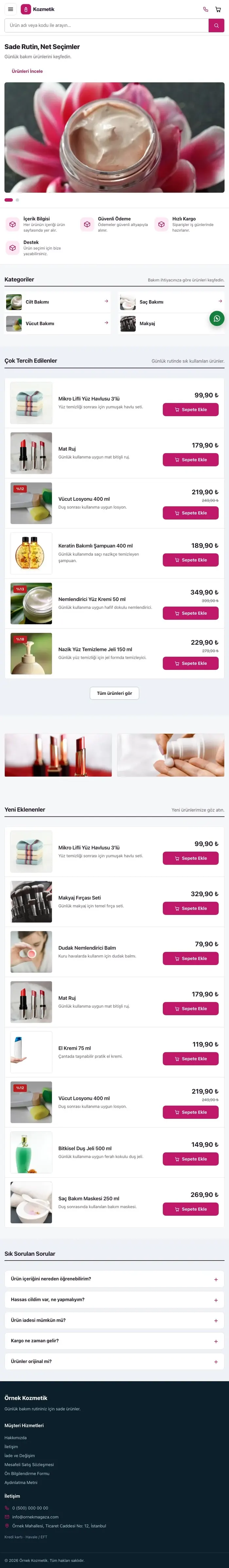Liste Mor Pembe – Kozmetik E-ticaret Sitesi tablet görünümü