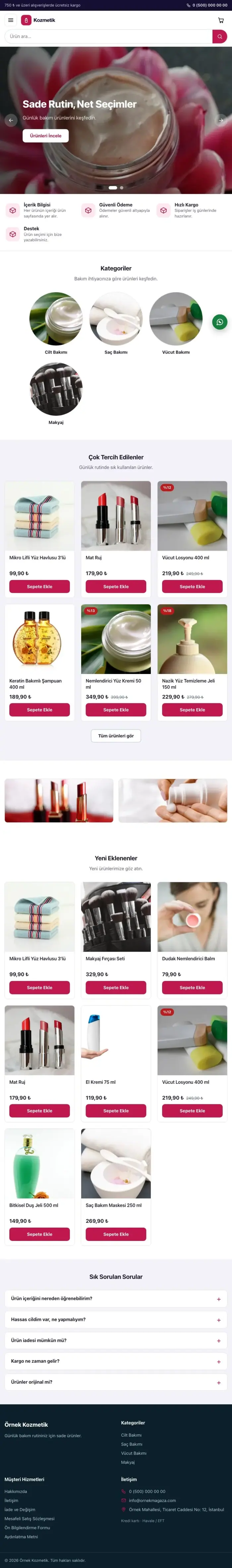 Vitrin Lacivert Pembe – Kozmetik E-ticaret Sitesi tablet görünümü