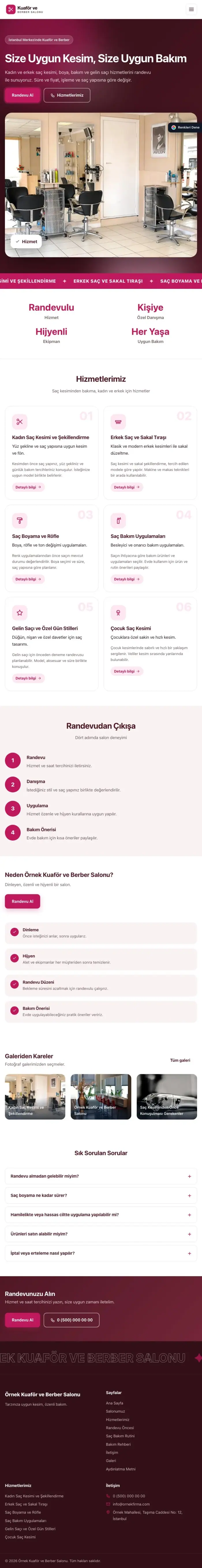 Hareketli Bordo Pembe – Kuaför ve Berber Web Sitesi tablet görünümü