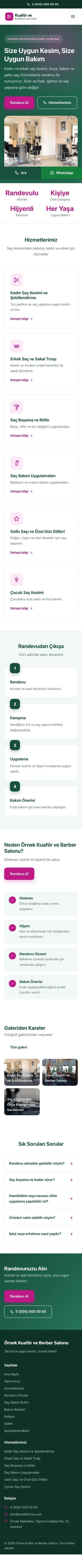 Klasik Petrol Pembe – Kuaför ve Berber Web Sitesi mobil görünümü