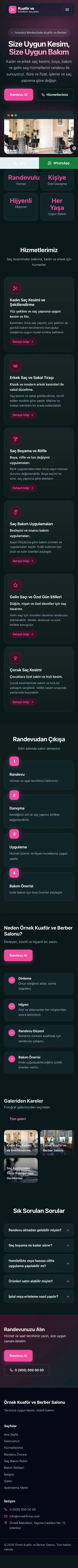 Koyu Modern Petrol Pembe – Kuaför ve Berber Web Sitesi mobil görünümü