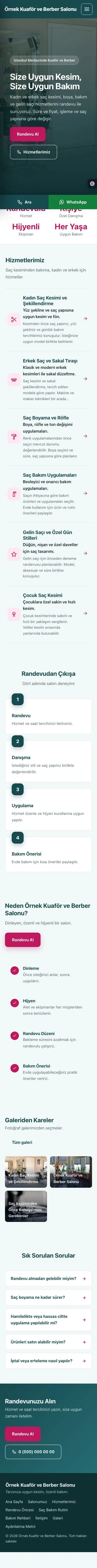 Sol Menü Petrol Pembe – Kuaför ve Berber Web Sitesi mobil görünümü