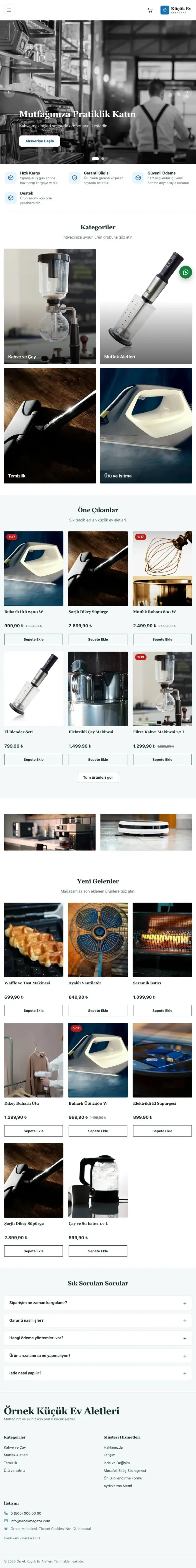Butik Petrol Mavi – Küçük Ev Aletleri Mağazası E-ticaret Sitesi tablet görünümü