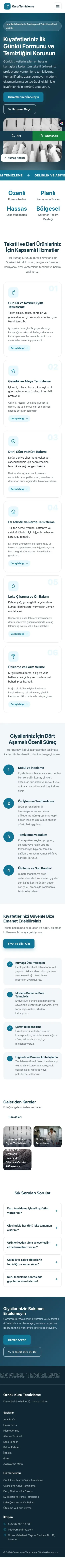 Hareketli Mavi Turkuaz – Kuru Temizleme Web Sitesi mobil görünümü