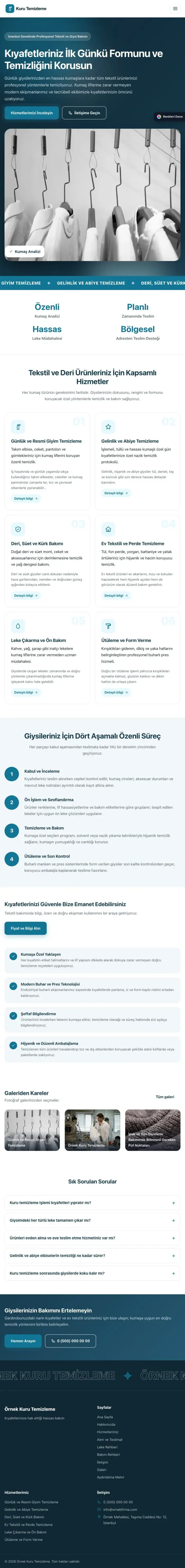 Hareketli Mavi Turkuaz – Kuru Temizleme Web Sitesi tablet görünümü
