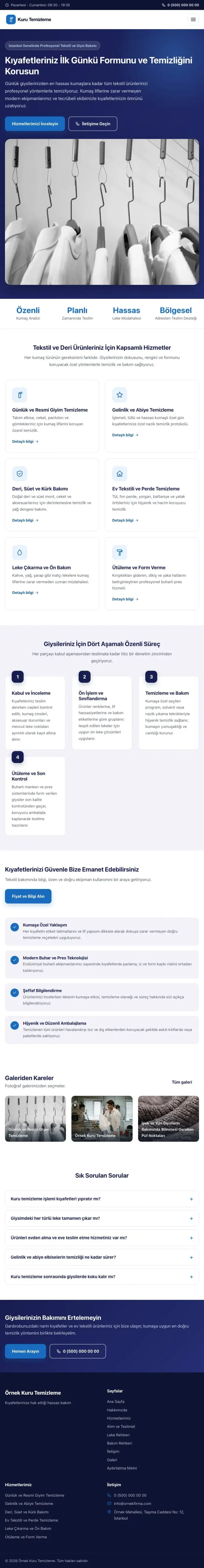 Klasik Lacivert Mavi – Kuru Temizleme Web Sitesi tablet görünümü