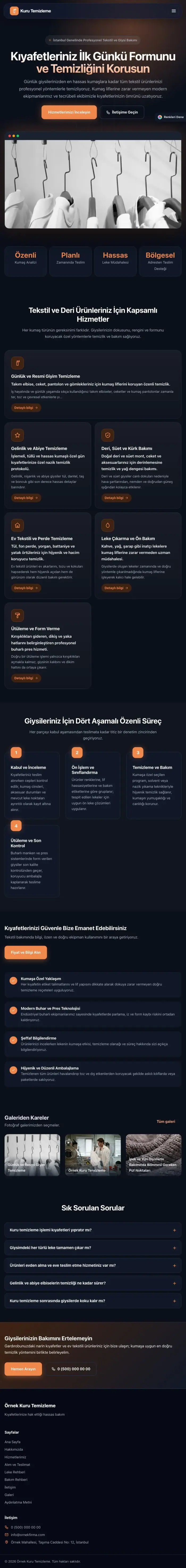 Koyu Modern Mavi Turuncu – Kuru Temizleme Web Sitesi tablet görünümü