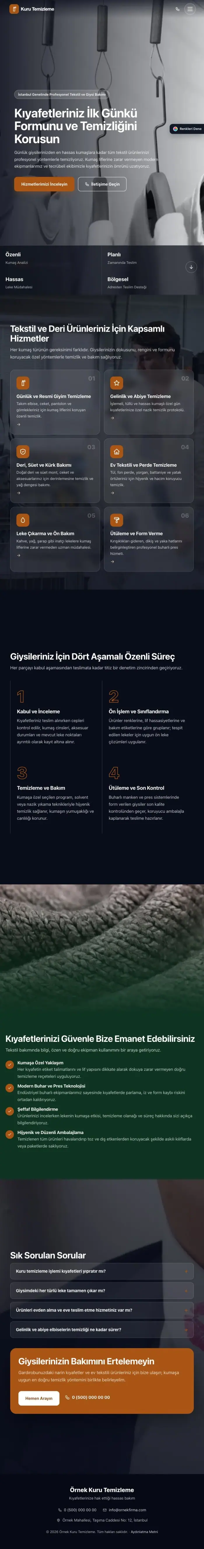 Tam Ekran Yeşil Turuncu – Kuru Temizleme Web Sitesi tablet görünümü
