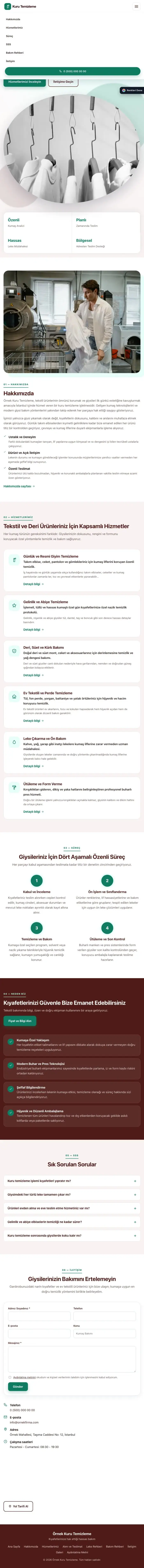 Tek Sayfa Bordo Turkuaz – Kuru Temizleme Web Sitesi tablet görünümü