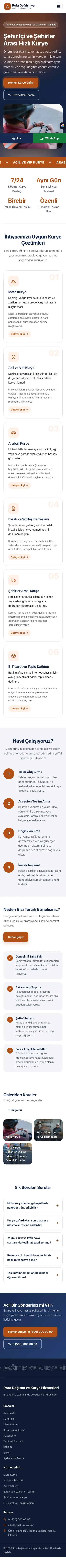 Hareketli Mavi Turuncu – Kurye Web Sitesi mobil görünümü