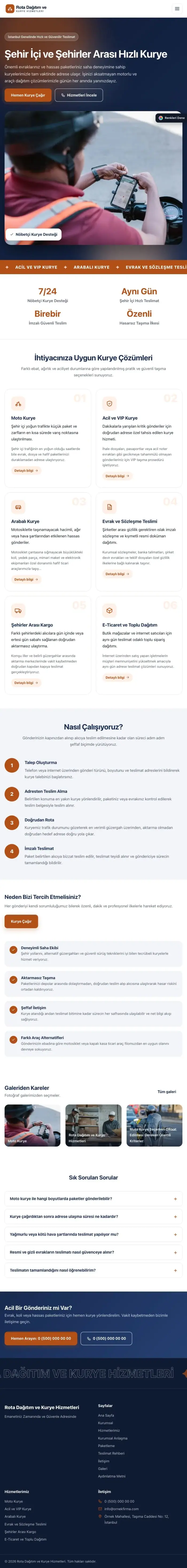 Hareketli Mavi Turuncu – Kurye Web Sitesi tablet görünümü