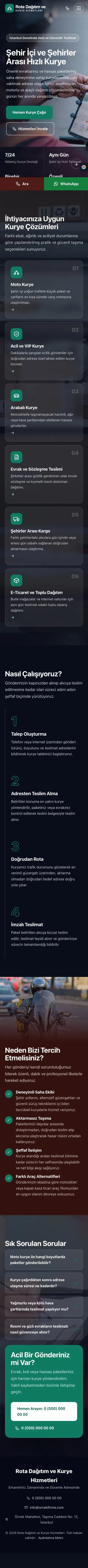 Tam Ekran Bordo Turkuaz – Kurye Web Sitesi mobil görünümü