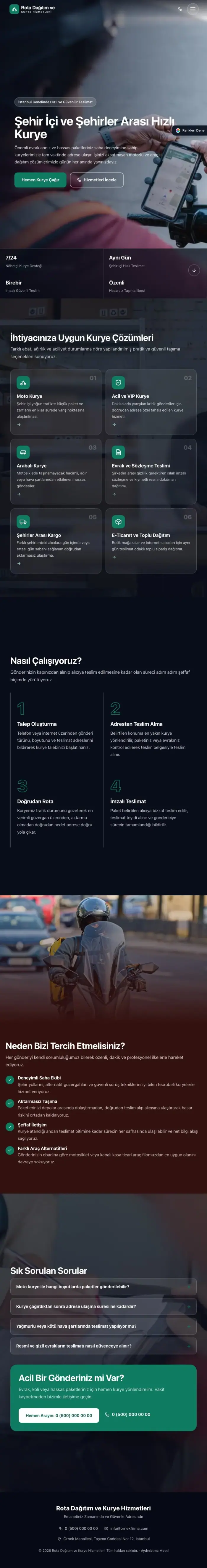 Tam Ekran Bordo Turkuaz – Kurye Web Sitesi tablet görünümü
