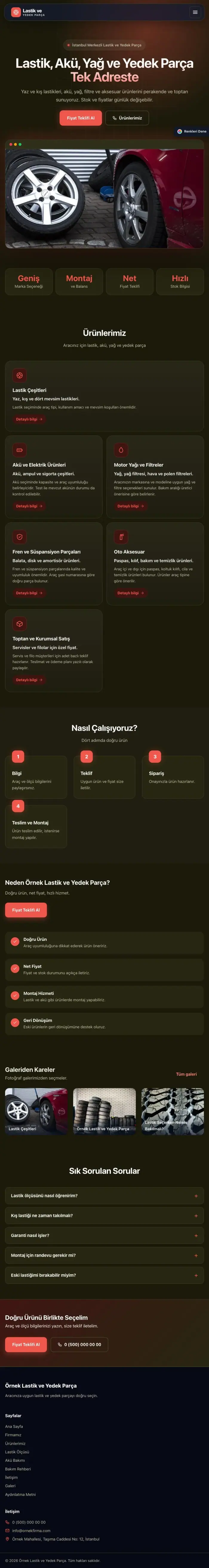 Koyu Modern Zeytin Kırmızı – Lastik ve Yedek Parça Web Sitesi tablet görünümü