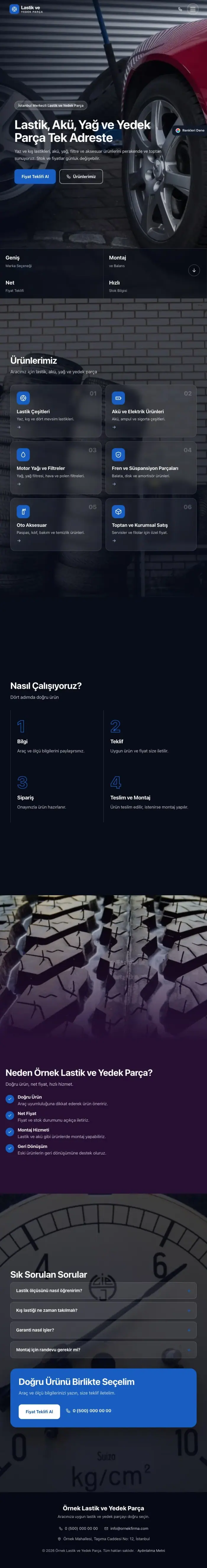 Tam Ekran Mor Mavi – Lastik ve Yedek Parça Web Sitesi tablet görünümü